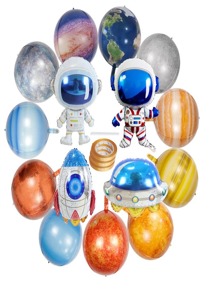 FEXICHUJI 16 Pcs Galaxy Space Balloons, Outer Space Themed Party Decorations, Rocket Spaceship Astronaut Planet Balloons Set for Kids, Galaxy Birthday Party Supplies Baby Shower Decorations - Image 1